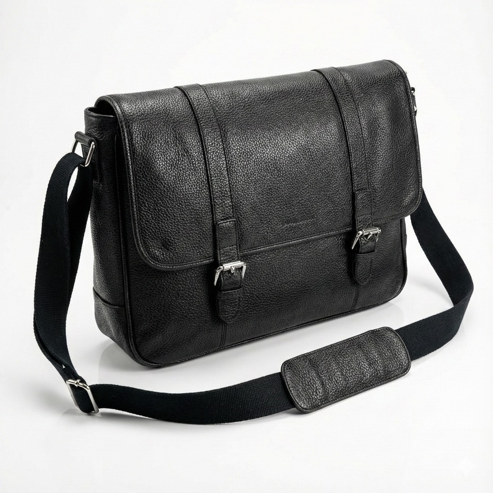 Cole Haan Work Messenger Leather Crossbody Bag Black